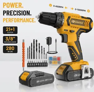 【FathersDayGift】Fadak Walt Electric Drill/Driver Screwdriver Combo Set — One Charger, Detachable Battery, High-Capacity Battery, Home Tool, 21+1 Gear Settings, High Torque