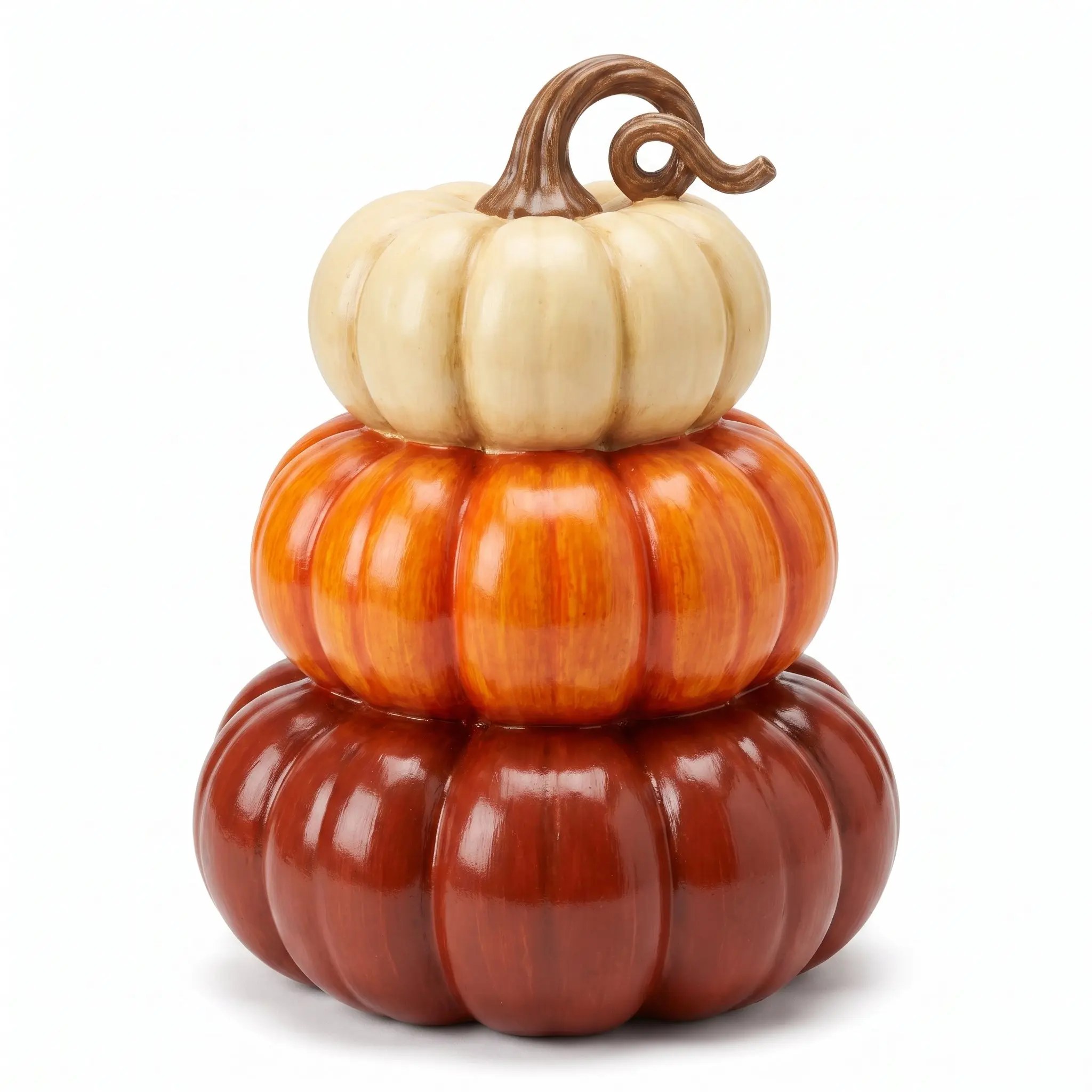 Elegant Fall Pumpkin Stack Decoration - 8.5"