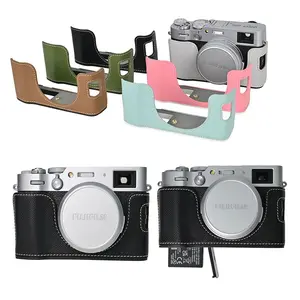 Camera Half Case for Fujifilm X100VI Fuji X100VI Bottom Opening PU Leather Camera Bag Cover