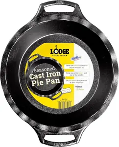 9 Inch Cast Iron Pie Pan - PFAS-Free Pre-Seasoned Bakeware for Flaky Crusts, Deep Dish Pies, and Quiches - Dual Handle Design - Made in the USA