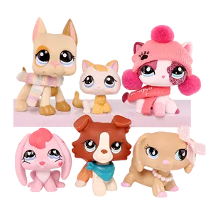 LPSBEST Bobble Head Animal Figures - Cat, Dog, Great Dane, Kitten, Bunny, Collie, Dachshund Collectibles for Mini Pet Shop Sets, Kids' Birthday & Easter Gifts