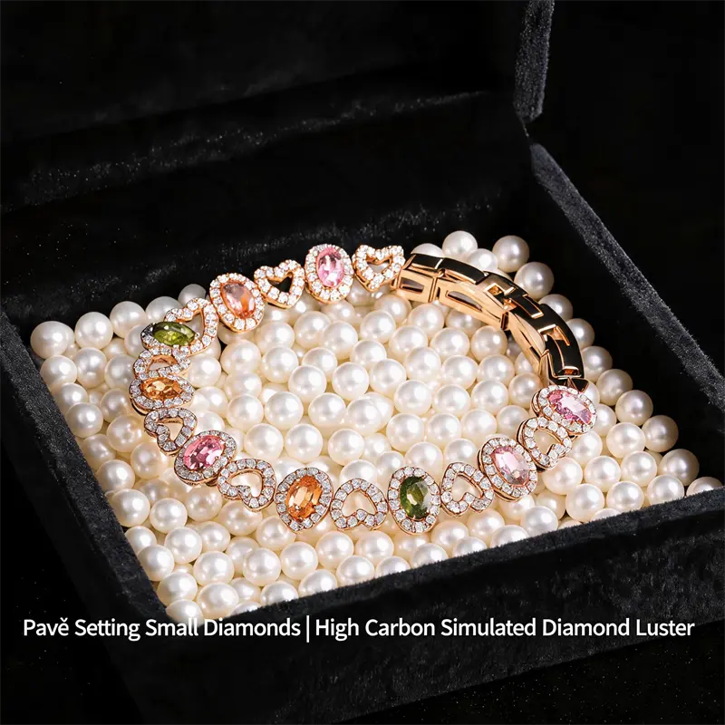 Green Emerald/Red/Colorful Tennis Bracelets,Women's 16K Gold Plated Platinum Link Chain Diamond Cut Simulated Gem Crystal Bracelet,Resizable Length 6-8 Inches,Wedding Mothers Day Gift for Women, Design Sweet Fine Bridal Wedding Prom Jewelry for summerwins