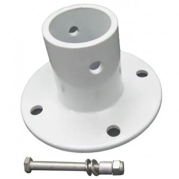 Perma-Cast Company Slide Flange, Powder Coated White Aluminum for Outdoor Swimming & Aquatic Fitness, Fits 1.9 in. OD Tubing, Includes Mounting Hardware, 1.9 In. Od Tubing Rails, Swimming Pool, Rail Support
