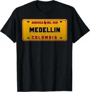 100% cotton Unisex Colombian License Plate From Medellin Flag Futbol Parceros T-Shirt
