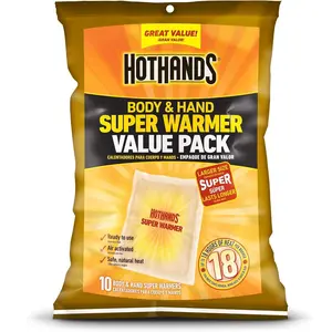 HotHands Body & Hand Super Warmers - Long Lasting Natural Odorless Air Activated Warmers - Up to 18 Hours of Heat - 10 Individual Warmers