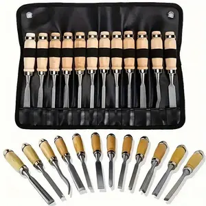 12 PCS Carving Tools Set Professional Wood Chisel Kit for Beginners Hobbyists & Professionals Sharp Woodworking Tools Artistic Gift for Him Father's Day