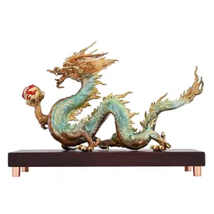 Brass Dragon Soaring Across the Four Seas Ornament for Home & Office Decor Lucky Prosperity Cultural Significance