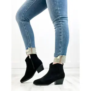 Corkys Yonder Booties In Black Faux Suede