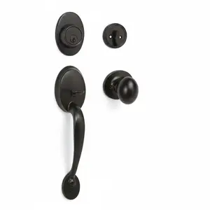 Frankfort Matte Black Traditional Handleset with Somerset Knob