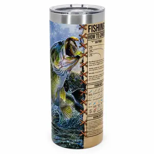 Fishing Knowledge Skinny Tumbler | Bass Fishing Gift for Men | Stainless Steel UV Printed Cup with Lid