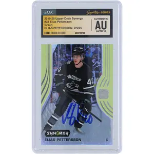 Elias Pettersson Vancouver Canucks Autographed 2019-20 Upper Deck Synergy Green #38 CGC Fanatics Witnessed Authenticated Auto10 Card - Fanatics Authentic Certified