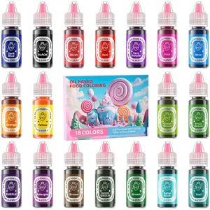 Chocolate Oil Based Food Coloring 18 Set for Christmas Birthday Parties Cake Decoration Candy Melting Dye Baking Cookies Fudge Meringue 0.25 fl oz Bottle