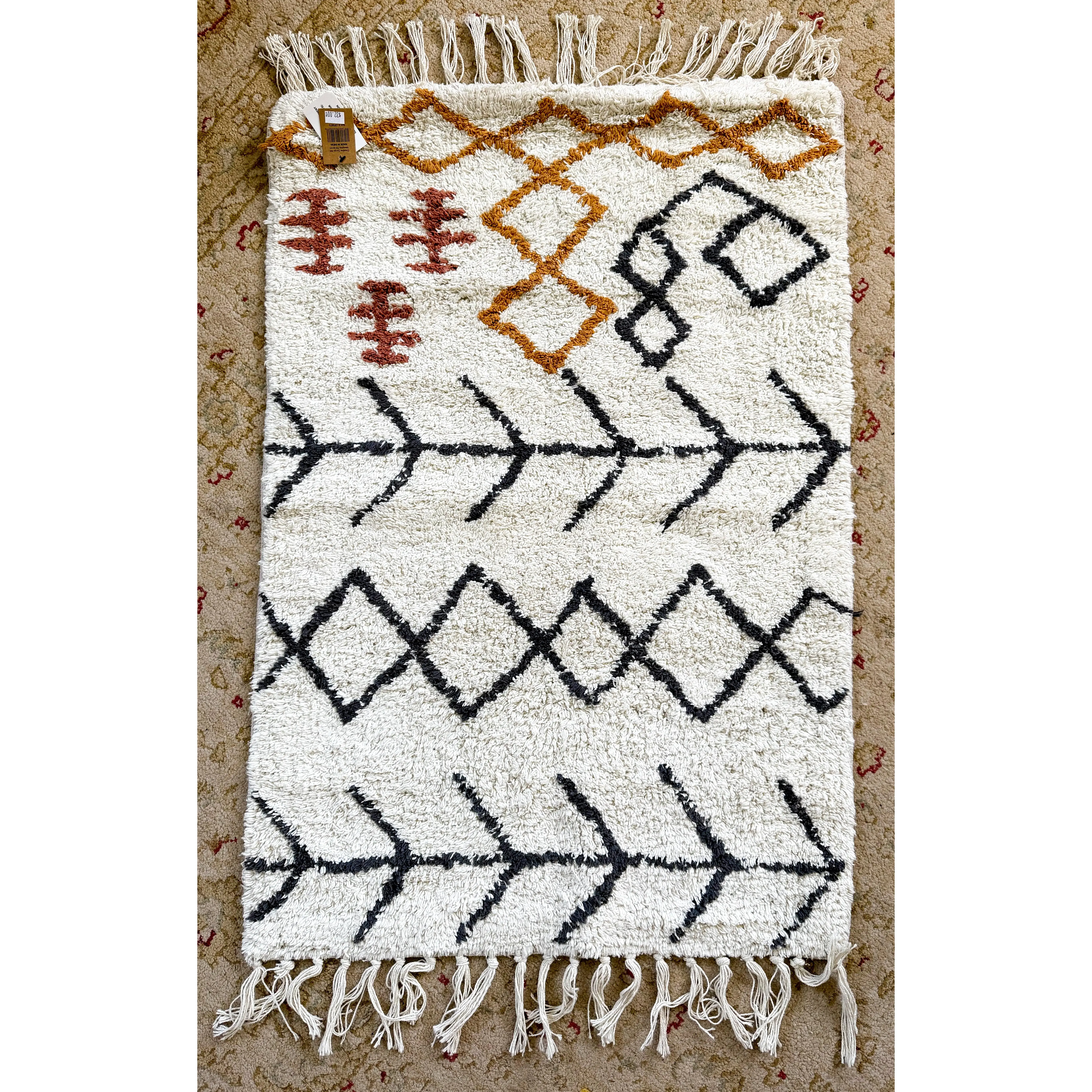 2'x3' Cotton Tufted Rug, Abstract Design
