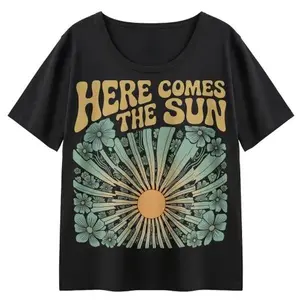 Here Comes The Sun Shirt Retro 70s Tee Vintage Hippie Gift Groovy Floral Sunshine Boho