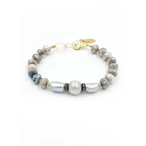 Pearls, Silverlite and diamonds bracelet BR 1168