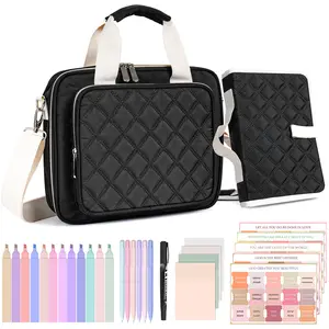 Nicpro Large Bible Bag with Bible Cover Case for Women, Church Bag with Shoulder Strap, Quilted Cover for Bible Study Supplies Journaling Kit with Tabs Notes Highlighters Pens Christian Gifts for Women