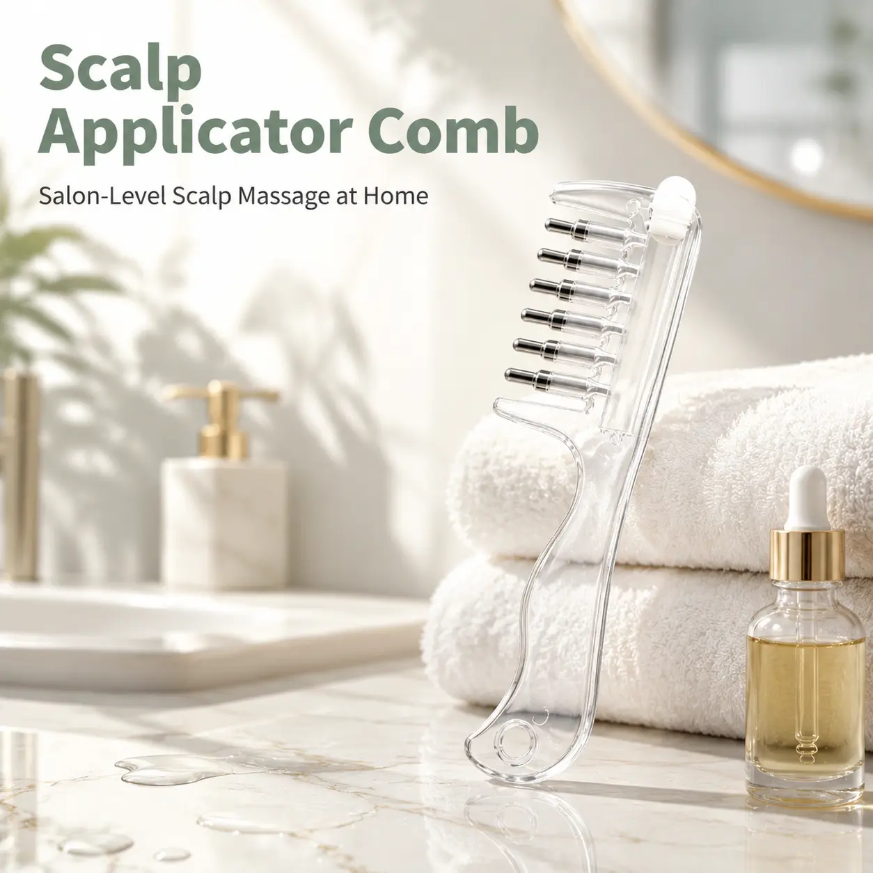 Scalp Liquid Applicator Comb, Refillable Hair Root Oil Massage Comb for Hair Care Treatment