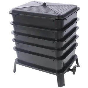 5-layer tray worm composting machine - black, sustainable design, suitable for indoor and outdoor use, worm composting box, used for mailers, recycling food waste, one-stop entry-level set Bin