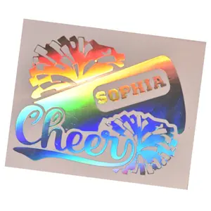 Cheerleading Name Decal Sticker for Water Bottles & Tumblers. Cheerleader Megaphone and PomPom Vinyl. Cheer Competition School Team Spirit.