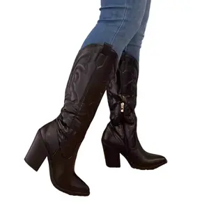 ARIZONA/N25 Black Vegan Leather Cowboy Boot