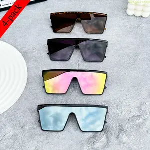 4-Pack Punk Polarized Sports Sunglasses, Oversized One-Piece Frame UV Protection Shades, Yellow Tint Driving Glasses for Cycling, Fishing, Outdoor Sports, Travel & Streetwear