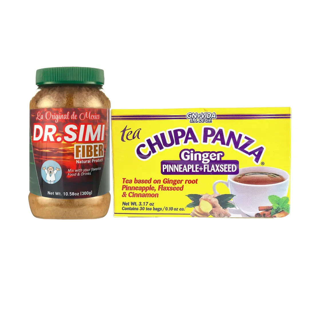 Dr.Simi Fiber & Chupa Panza Combo Pack - La Original de Mexico Dr.Simi Daily Fiber 300g with Chupa Panza Tea 30 Bags 10.5oz