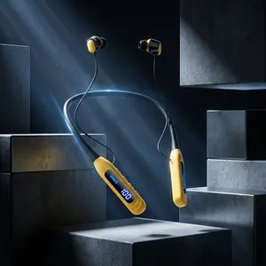 I58 Neck-mounted Bluetooth headphones, wireless earbuds with microphone, 1000-hour playback time, LED battery level display, IPX5 waterproof magnetic attachment type headphones, suitable for sports, running and exercise.