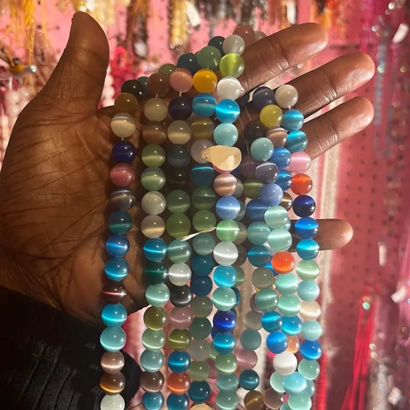 10mm colorful cat eye beads