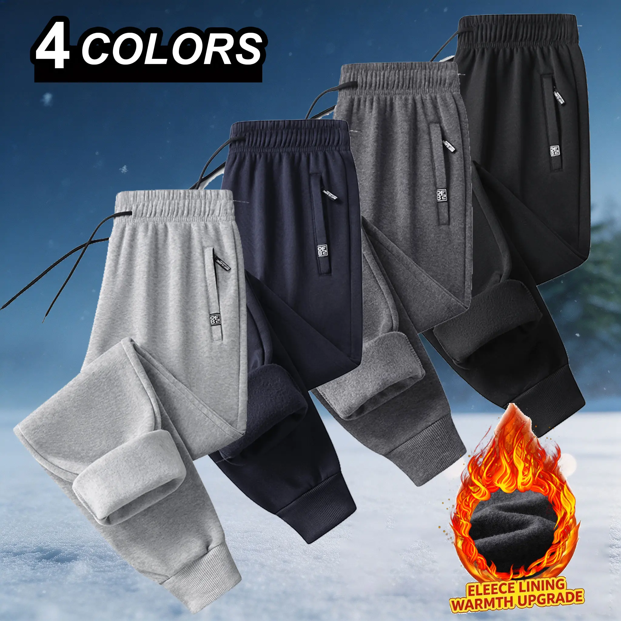 Echo Attire men’s regular-fit joggers with an adjustable drawstring waist and warm lining; casual fleece sweatpants with a minimalist, stylish design and zippered pockets; suitable for everyday wear and winter bottoms for men; new autumn arrivals.