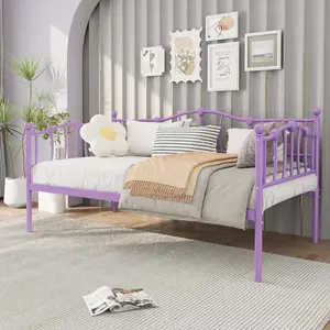 Heart-Shaped Twin Metal Daybed with Pull-Out Trundle, Heavy-Duty Noise-Free Steel Slats, Space-Saving Sofa Bed Frame No Box Spring Needed, Easy Assembly for Bedroom Living Room Guest Room, Black
