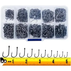 .com : 300PCS Small High-Carbon Steel Barbed Fishing Hooks with Holes, 10 Specifications of Fishing Hooks, Portable Boxed Hooks, Hooks That Can Adapt to Various Fishing Environments : Sports & Outdoors