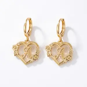 Heart & Letter & Flower Design Dangle Earrings (1 Pair) High Quality Earrings, Casual Fashion Jewelry for Party & Daily Clothing Decor, Trendy All-match & Exquisite Jewelry for Birthday Gift summervibes