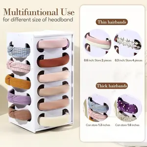 Rotatable Multi-Layer Headband Holder for Thin & Thick Hairbands, 1pc Multi-Purpose Storage Organizer, 0.6-1.6 Inch Capacity, 2-4 Pieces per Slot