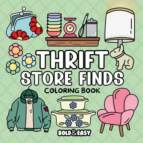 Thrift Store Finds Coloring Book & Reusable Protective Sheet by Wook Books