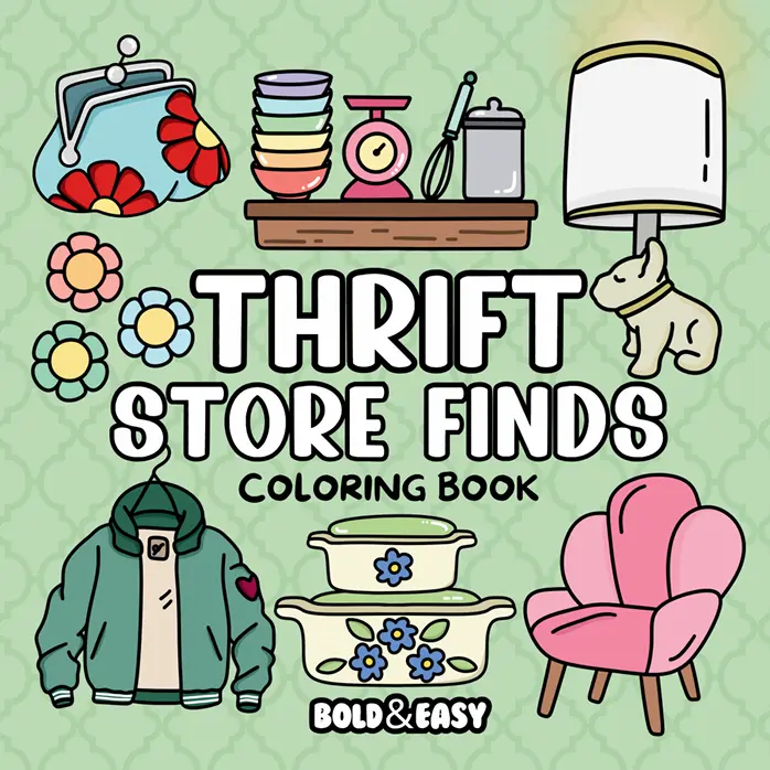 Thrift Store Finds Coloring Book & Reusable Protective Sheet by Wook Books