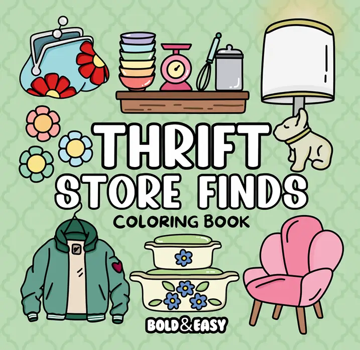 Thrift Store Finds Coloring Book & Reusable Protective Sheet by Wook Books