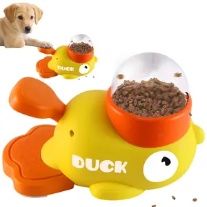YUNLAN 1 X Interactive Duck Shape Cat Food, Dog Food Dispenser Toy - Manual Push Feeder For Small, Medium And Large Dogs, Durable Plastic Puzzle Toy With Orange Beak And Feet, No Batteries Required, Compatible With All Breed Sizes pet  fun