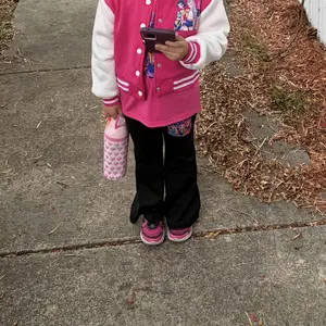 Girls' Kpop Print 2-Piece Set, Casual Sporty Short Sleeve & Bell Bottoms Flare, Comfortable Elastic Waist Pants, Spring Summer