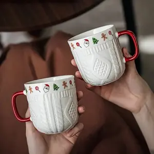 Set of Ceramic Christmas Mugs, Elegant Gift for Women, Perfect Christmas Present for Best Friends