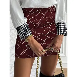 Women's Printed Waist Elastic Hip-Wrapped Skirt