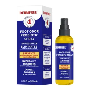 Foot and Shoe Odor Eliminator Spray 3.38 fl oz (100mL) - Herbal Formula with Probiotics, Powerful Deodorizer, Odor-Free Confidence Daily Gentle
