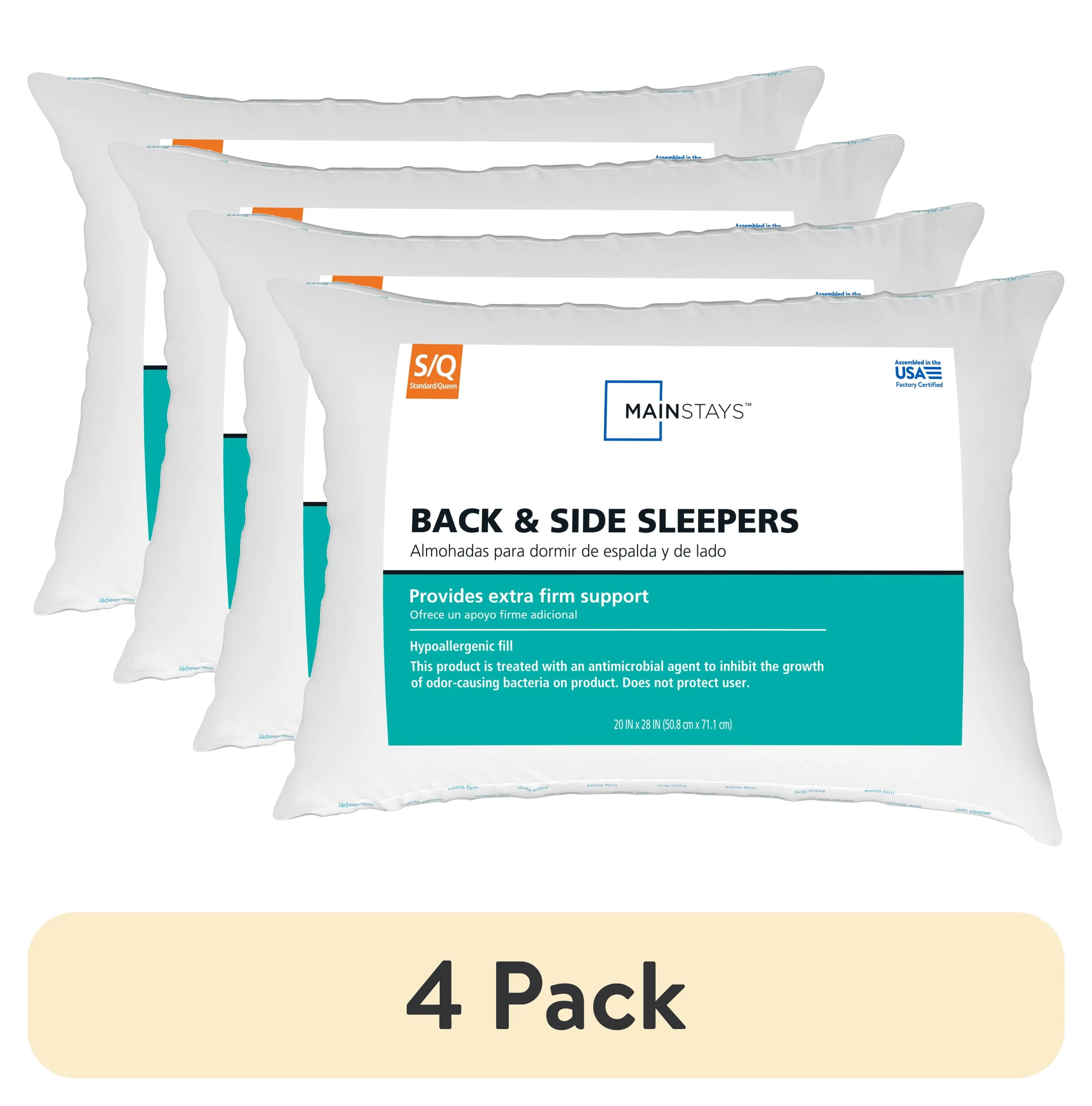 Extra Firm Back and Side Sleeper Bed Pillows Standard/Queen Size White Support Pillow Set for Comfortable Sleep 2 Pack, 4 Pack Bundle