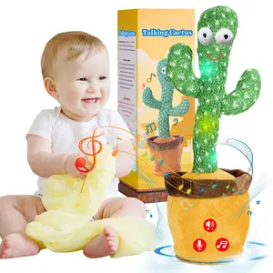 Parent-child Interactive Toys Dancing Talking Mimicking sky Cactus dancers Toy with LED Lights 120 Baby Songs 15s Voice Recording Singing Dancing Soft Cotton Filling Fun Gift for All Ages Boys Girls mirosbby y padrinito toys