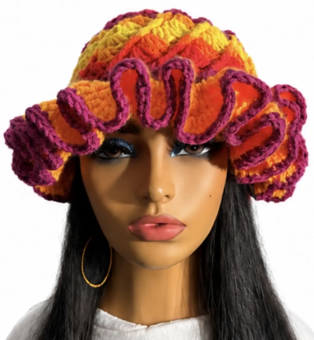Handmade Crochet Spiral Ruffle Hat