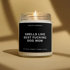 [Mother's Day Collection - Sale Up To 35%] Best Fucking Dog Mom Ever Candle, Funny Dog Mom Gift, Pet Lover Candle, Mothers Day Gift for Dog Mom, Cute Pet Owner Decor