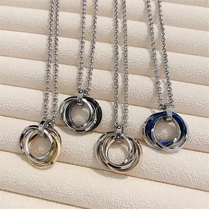Stainless Steel Anti-Tarnish Dual-Tone Interlocking Ring Pendant Necklace for Men & Boys | Stylish Streetwear & Minimal Jewelry | Silver & Gold Chain | Gift for Boyfriend, Husband & Friends