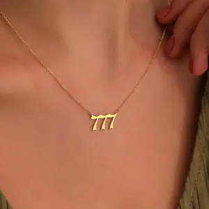 Angel Number Necklace 222 444 666 888 Stainless Steel Minimalist Jewelry for Women 111 333 777 999 Chain Design Symbol of Guidance Spiritual Path