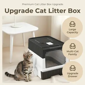 2026 Upgrade drawer cat litter box | Big cat multi-cat family closes its eyes Enclosed Litter Box