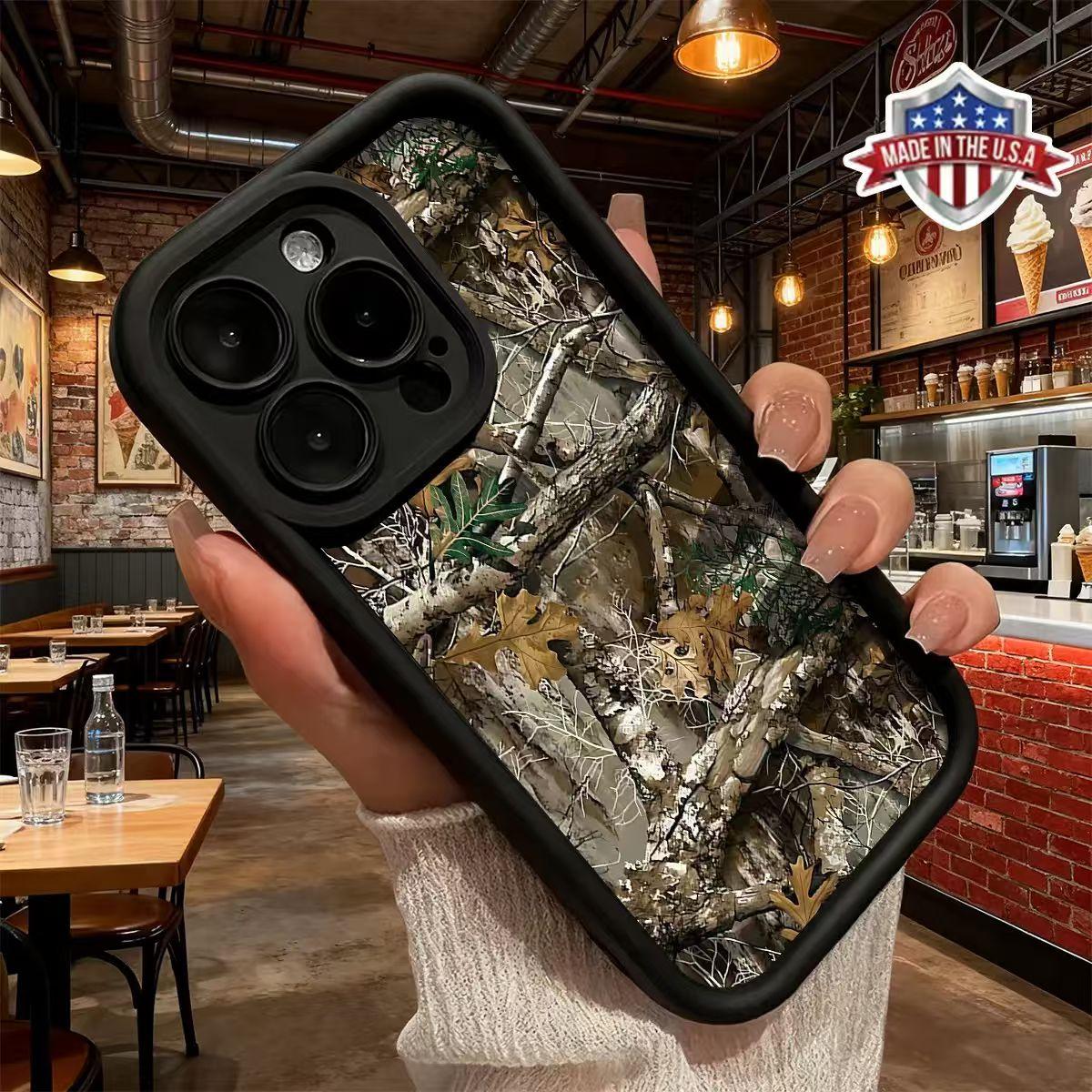 Cool Woodland Camouflage Pattern Aesthetic Case for iPhone 17 16 15 14 Pro Max 13 12 11 XR XS Plus Air Slim  Shockproof Anti Drop Protective Durable TPU Cover