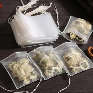 100pcs Non-woven Fabric Disposable Tea Filter Bag, Clear Drawstring Tea Bag, Empty Infuser Bags For Coffee, Spice, Herbs